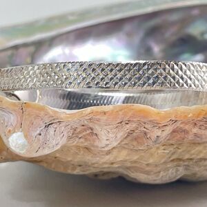 Etched Pattern Design Bracelet Signed Italy Rose/Pink 925 Sterling Silver 7"